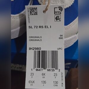 Adidas SL 72 RS EL I, IH2980 Toddlers Blue/White/ Green Sneakers, Size 6.5K